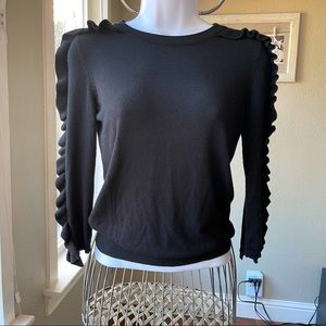 Philosophy Womens Black Ruffle Sleeve Knit Top